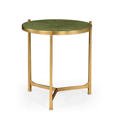 Shagreen Round Gilded Side Table - Gold