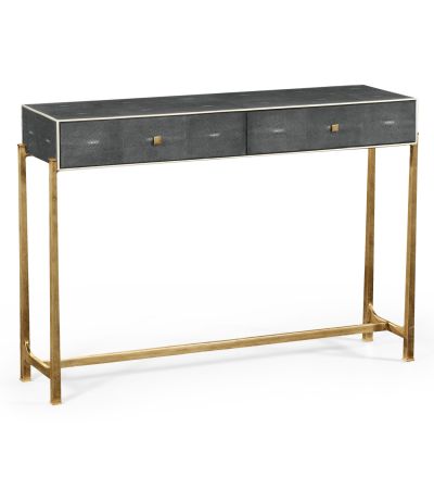 Anthracite Shagreen Console Table - Gold