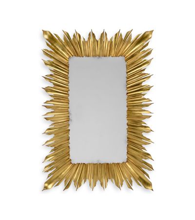 Rectangular Sunburst Mirror - Gold Leaf