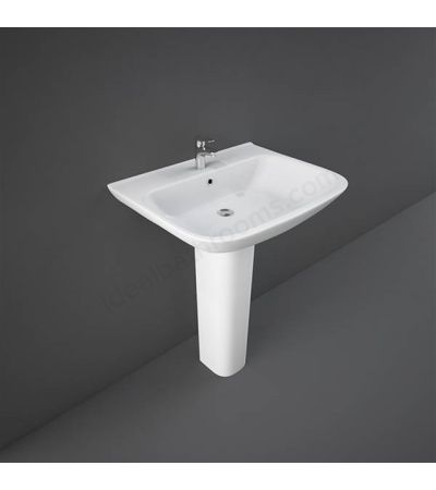 RAK Ceramics Origin 650mm Pedestal Basin w/ 1 Tap Hole - White