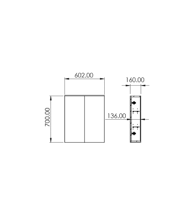 Two Door Electric Mirror Cabinet Dimensions