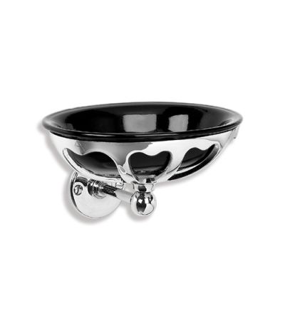 Lefroy Brooks BK 4505 Cast Brass Soap Holder with Black Fine Bone China