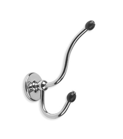 Lefroy Brooks BK 4511 Classic Double Robe Hook with Black Ceramic Acorn