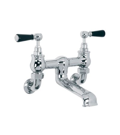 Lefroy Brooks BL 1151 Classic Wall Mounted Bath Filler with Black levers