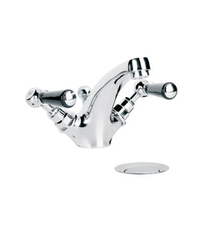 Lefroy Brooks BL 1185 Classic Basin Monobloc with Black Levers and Pop-up Waste
