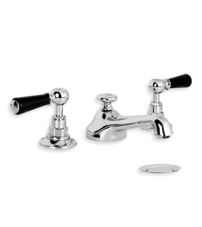 Lefroy Brooks BL 1220 Classic Black Lever Three Hole Basin Mixer with Pop-up Waste