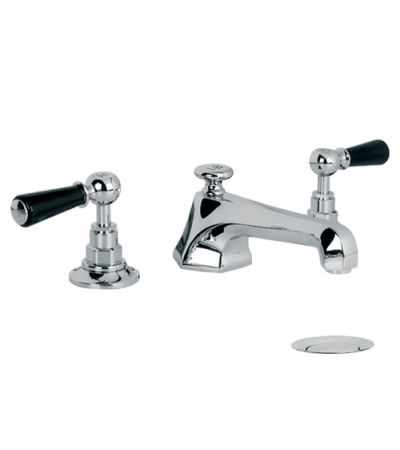 Lefroy Brooks BL 1228 Mackintosh Black Lever Three Hole Basin Mixer with Pop-up Waste
