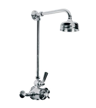 Lefroy Brooks BL 8701 Exposed Black Lever Thermostatic Valve with Riser, 5" Apron Rose and Adjustable Riser Pipe Bracket