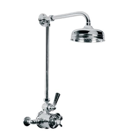 Lefroy Brooks BL 8702 Exposed Black Lever Thermostatic Valve with Riser, 8" Apron Rose and Adjustable Riser Pipe Bracket