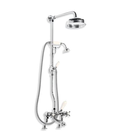 Lefroy Brooks CH 1701 Connaught Bath Shower Mixer (3/4") with Riser Kit, Lever Diverter, Hand Shower and 8" Rose