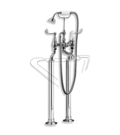 Lefroy Brooks CL 1145 Connaught Lever Bath Shower Mixer (3/4") with Standpipe Sleeves and Adjustable Baseplates for Rim Mounting