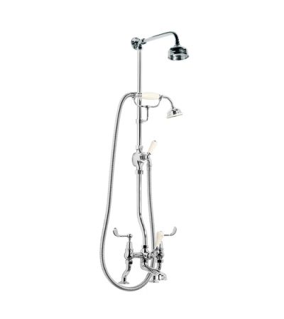 Lefroy Brooks CL 1700 Connaught Bath Shower Mixer (3/4") with Riser Kit, Lever Diverter, Hand Shower and 5" Rose
