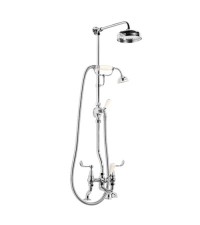 Lefroy Brooks CL 1701 Connaught Bath Shower Mixer (3/4") with Riser Kit, Lever Diverter, Hand Shower and 8" Rose