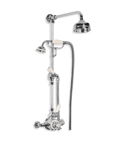 Lefroy Brooks GD 8703 Exposed Godolphin Thermostatic Valve with Riser Kit, Handset, Lever Diverter, 5" Rose and Adjustable Riser Pipe Bracket