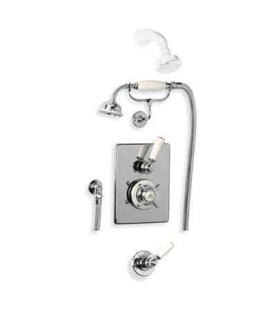 Lefroy Brooks GD 8712 Concealed Godolphin Thermostatic Mixing Valve with Classic Handset and Shower Kit