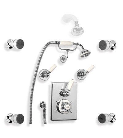 Lefroy Brooks GD 8713 Concealed Godolphin Thermostatic Mixing Valve with Four Body Jets and Classic Handset