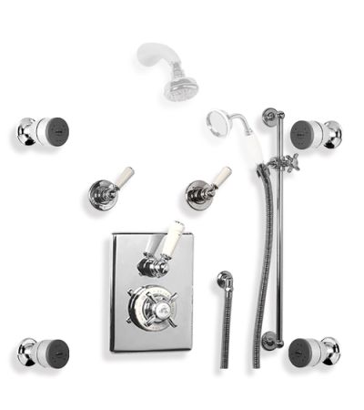 Lefroy Brooks GD 8714 Concealed Godolphin Thermostatic Mixing Valve with Four Body Jets and Sliding Rail