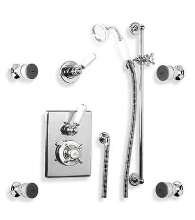 Lefroy Brooks GD 8715 Concealed Godolphin Thermostatic Mixing Valve with Four Body Jets and Sliding Rail