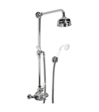 Lefroy Brooks GD 8723 Exposed Godolphin Thermostatic Mixing Valve with 5" Rose, Wall Bracket, Lever Diverter and Adjustable Riser Pipe Bracket