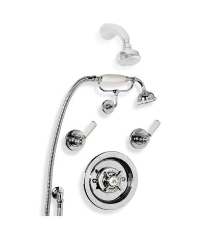 Lefroy Brooks GD 8803 Archipelago Thermostatic Mixing Valve, Flow Controls, Classic Handset and Shower Kit