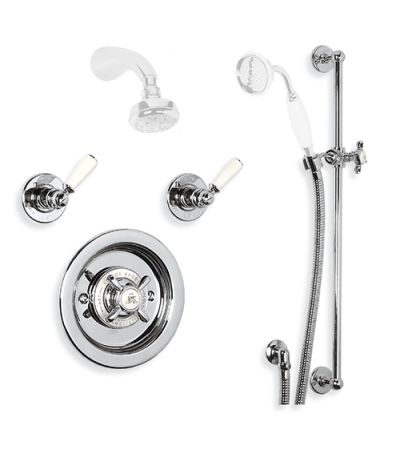 Lefroy Brooks GD 8804 Archipelago Thermostatic Mixing Valve, Flow Controls, Sliding Rail and Shower Kit