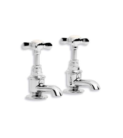 Lefroy Brooks LB 1135 Basin Pillar Taps<br> <br> Classic Cloakroom Short Nose Pillar Taps (1 pair) <br> Deck Mounted, Cross Handle, Two Hole<br> <br> Available finishes: Silver Nickel, Chromium Plate, Antique Gold<br>