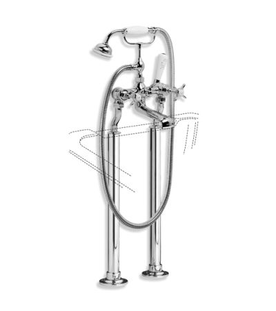 Lefroy Brooks LB 1145 Classic Bath Shower Mixer with Standpipe Sleeves and Adjustable Baseplates for Rim Mounting
