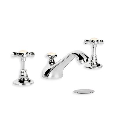 Lefroy Brooks Miscelatore per lavabo Connaught con maniglie a stella e scarico L