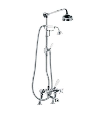 Lefroy Brooks LB 1700 Classic Bath Shower Mixer with Riser Kit, Lever Diverter, Hand Shower and 5" Rose
