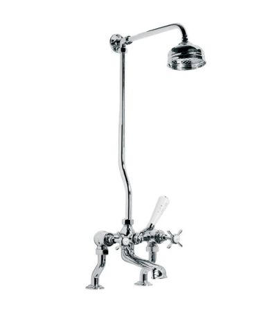 Lefroy Brooks LB 1744 Classic Deck Mounted Bath Shower Mixer 3/4" with Riser Kit, Lever Diverter, Hand Shower and 5" Rose