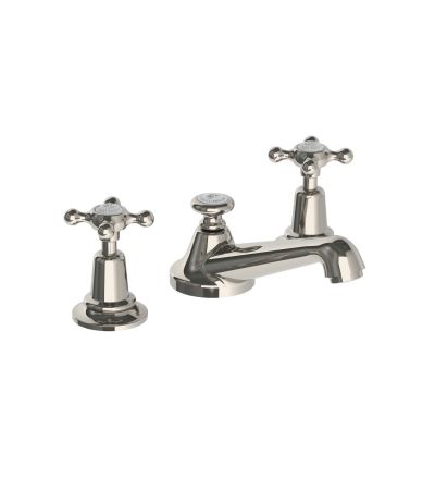 Lefroy Brooks CH 1220 Classic three Hole Basin Mixer with Connaught Handwheels and Pop-up Waste