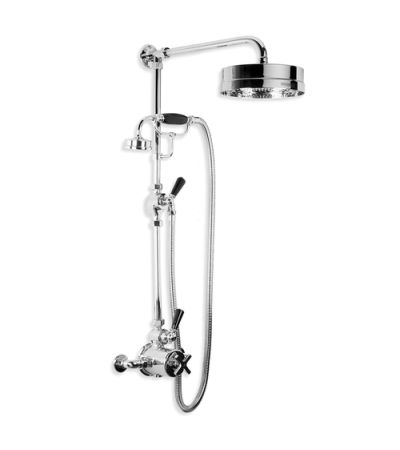 Lefroy Brooks MK 8704 Exposed Mackintosh Thermostatic Valve with Riser Kit, Handset, Lever Diverter, 8" Rose and Adjustable Riser Pipe Bracket