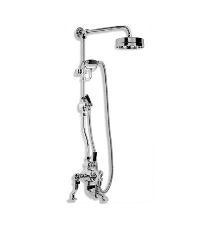 Lefroy Brooks MK 8825 Exposed Mackintosh Thermostatic Bath and Shower Mixing Valve, Riser Kit, Handset, Lever Diverter, 8" Rose and Adjustable Riser Pipe Bracket