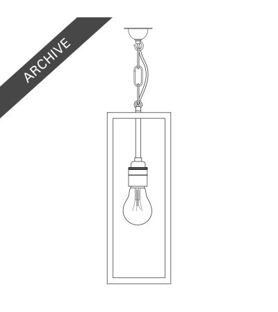 Narrow Box Pendant, Internally Glass, Polished Brass, Frosted