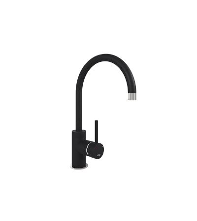 The 1810 Company Courbe Curved Spout Kitchen Sink Mixer Tap - metallic black