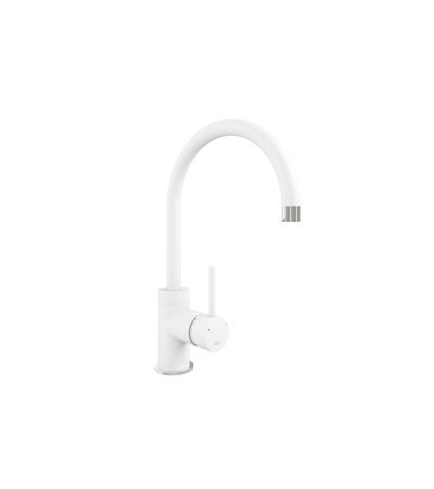 The 1810 Company Courbe Curved Spout Kitchen Sink Mixer Tap - polar white