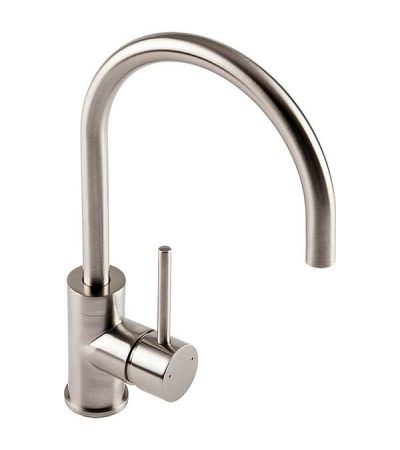 The 1810 Company Courbe Curved Spout Kitchen Sink Mixer Tap - Brushed Steel
