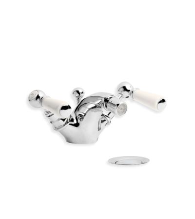 Lefroy Brooks WL 1195 Classic Bidet Monobloc with White Levers and Pop-up Waste