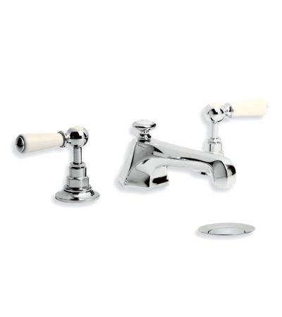 Lefroy Brooks WL 1228 Mackintosh White Lever Three Hole Basin Mixer with Pop-up Waste