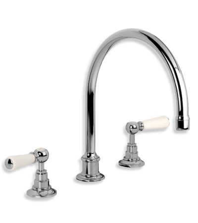 Lefroy Brooks WL 1560 White Ceramic Lever Kitchen Three Hole Mixer