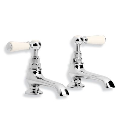 Lefroy Brooks WL 8030 Classic White Lever Basin Pillar Taps with Long Nose (1 pair)